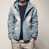 Men's Retro Hooded Denim Jackets Plus Size 5XL Patchwork Jean Coat Washed Cotton Jackets for Male