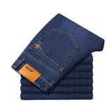 Men's Straight Elastic Cotton Jeans Men Fashion Business Classic Style Jean Denim Pants Trousers Big Size 35 40 42 44 46
