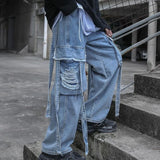 Jeans Woman Loose Pockets Wide Leg Pants Fashion Oversized Trousers Harakuju Vintage High Waist Sweatpants Women