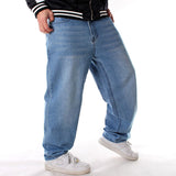 Loose Jeans Men Denim Pants Straight Oversized Baggy Streetwear Hip Hop Light Blue Skateboard Wide Leg Trousers Size 30 - 46