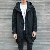 Men's windbreaker medium length jacket men's hooded men's jacket casual coat coat