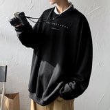 Korean Men's Oversized Sweatshirts Graphic Printed Man  Casual Hoodies Winter Fleece Male Loose Pullovers Tops