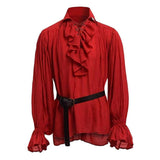 Foesce New Medieval Renaissance Lacing Up Shirt Bandage Tops For Adut Men Larp Vintage Costume Fluffy Long Sleeve For Male pants Belt
