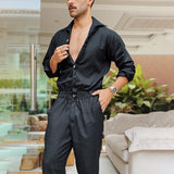 Men Jumpsuit Autumn Long Sleeve Thin Fashion Overalls Lapel Solid Single Breasted Jumpsuit Men Fashion  Men Clothing