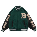 Foesce Letter Embroidery Woman Jacket Retro Street Stitching Coat Women Loose Casual Hit Color Baseball Uniform Women Jackets Clothes