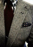 Foesce Vintage Business Men Suits Slim Fit Tweed Herringbone Tuxedo Groom Suits For Men Wedding Notch Lapel Jacket Male Blazer