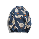 Men Hip Hop Knitted Jumper Sweaters Swan Printed Streetwear Harajuku Autumn Oversize Hipster Casual Pullovers pull homme
