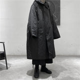 Foesce Men's Medium And Long Cotton Windbreaker Black Coat Windbreaker Fashion New Winter Cotton Jacket