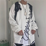Foesce Idopy Japanese Fashion Men`s Street Style Lace Hoodie Punk Loose Fit Pullover Designer Colorful Hip Hop Sweatshirts