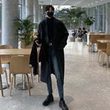 Winter Long Woolen Coat Men Warm Fashion Casual Thick Woolen Coat Men Korean Style Loose Oversized Woolen Coat Mens Overcoat