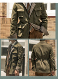 Foesce High Quality Safari Jacket Men Army Coffee Multi Pockets Fashion European Style Jacket Men Autumn Coat Blazers Men Aisn size 3XL
