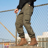 Foesce Winter Fleece Cargo Pants Thicken Men's Baggy Cotton Wadded Trousers Velveting Mens Casual Straight Male Bottoms