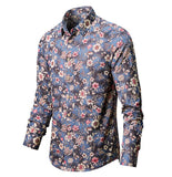 Mens Floral Shirts Vintage Printed Camisa Social Longs Sleeve Shirt Fashion Men Dress Camisa Social Masculina Streetwear