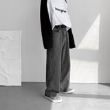 Belt Jeans Men's Fashion Baggy Gray Wide-leg Jeans Men Streetwear Harajuku Loose Hip-hop Straight-leg Denim Trousers Mens S-3XL