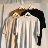 Men's wear summer fashion Solid Color Turtleneck Short Sleeve Tee for men and women korean style casual tops