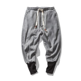 Foesce Korean Fashion Men Casual Harem Pants Japanese Streetwear Cotton Linen Trousers Chinese Kung Fu Tai Chi Uniform Sport Sweatpants