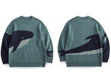 Lonely Whale Knitted Sweaters Spring Autumn Sweater Pullover Men Women Jumpers Harajuku Knitwear Outwear Streetwear Tops