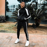 Foesce New Two-piece Zipper Sweatsuits Mens Sets Running Sport Running Suit Training Tracksuits Long Sleeve Hooded+Trousers Sports
