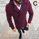 Foesce New Jacket Men's Fashion Slim Fit Long Sleeve Suit Top Windbreaker Trench Coat Men Autumn Winter Warm Button Coat