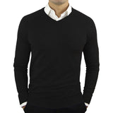 Foesce High Quality New Fashion Brand Woolen Knit Pullover V Neck Sweater Black for Men Autum Winter Casual Jumper Men Clothes 2Xl