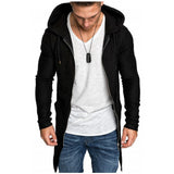 Autumn And Winter New Arrive High Streetwear Mens Hoodies Zipper Hoodies Men Long Jacket Men Slim Fit Hooded Trench Coat Men