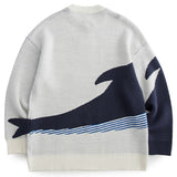 Lonely Whale Knitted Sweaters Spring Autumn Sweater Pullover Men Women Jumpers Harajuku Knitwear Outwear Streetwear Tops