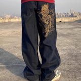 French new embroidery wild high waist y2k retro street skateboard hip hop loose pants long women mopping wide leg pants tide ins