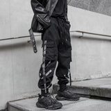Joggers Cargo Pants for Men Casual Hip Hop Hit Color Pocket Male Trousers Sweatpants Streetwear Ribbons Techwear Pants