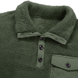 Men Winter Fleece Pullover Sweatshirt Jacket Button Collar Warm Sweater Coat Simple Fashion Temperament Blouse Roupas Masculinas