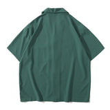 Bandana Suit Collar Men's Shirt Vintage Street Short Sleeved Summer Shirts for Man Black Green