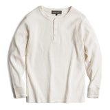 Maden Fit Long-sleeved Pullover T-shirts Men Waffle Cotton Henry T-shirt Sweater Tee Man Clothing Regularly （White ）