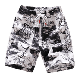 Foesce new fashion printed men cotton shorts men's casual shorts drawstring waist bermuda shorts S-4XL
