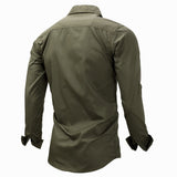 Fashion Mens Shirts Casual Slim Fit 100% Cotton Koszula Long Sleeves Military Men Zip Shirt Camisa Masculina Para Hombre