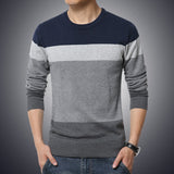 Casual Men's Sweater O-Neck Striped Slim Fit Knittwear Autumn Mens Sweaters Pullovers Pullover Men Pull Homme M-3XL