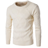 Foesce Autumn Men's Casual Pullover Wool sweater , Warm winter men's round neck solid sweater men , Fashion twist knit sweater