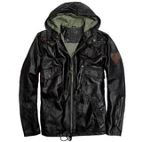 European Star Windbreaker Coats Hooded Lambskin Leather Jackets and Coats Mens Genuine Leather Sheepskin Jackets Coat 5XL Plus