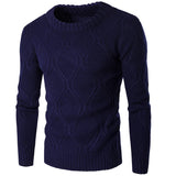 Foesce Autumn Men's Casual Pullover Wool sweater , Warm winter men's round neck solid sweater men , Fashion twist knit sweater