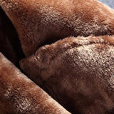 Foesce Russian Style Winter Mens Fur Faux Leather Jacket Casual Fashion Streewear Mens Faux Fur Leather Jackets Overcoat Velvet