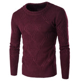 Foesce Autumn Men's Casual Pullover Wool sweater , Warm winter men's round neck solid sweater men , Fashion twist knit sweater