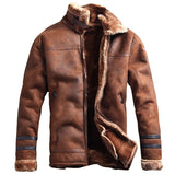 Foesce Russian Style Winter Mens Fur Faux Leather Jacket Casual Fashion Streewear Mens Faux Fur Leather Jackets Overcoat Velvet