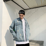 Men's Hip Hop Denim Jackets Fashion Graffiti Printed Denim Jackets Streetwear Oversize Coat for Male