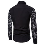 Black Lace Shirt Men Autumn New Slim Fit Long Sleeve Mens Dress Shirts Nightclub Prom Marriage Shirt Camisas Masculina XXL