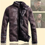 Foesce Russian Style Winter Mens Fur Faux Leather Jacket Casual Fashion Streewear Mens Faux Fur Leather Jackets Overcoat Velvet