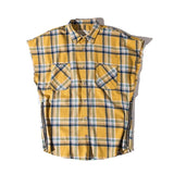 High Street Oversized Plaid Sleeveless Shirts Side Zipper Checkered Mens Justin Bieber Tide Multi-color Loose Waistcoat Shirt