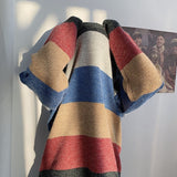Striped Design Pullovers Men Loose Fashion All-match Chic Korean Style Harajuku Fall Tops Handsome Students Teens Sweaters Daily