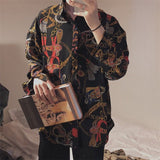 Vintage Fashion New Beach Hawaii Shirts for Men Harajuku Floral Print Long Sleeve Casual Loose Blouse Button Up Shirt