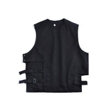 Foesce New Men And Women Casual Vest Korean Version Trend Loose Ins Solid Color Japanese Hip Hop Large Size Tooling All-match