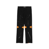 High Street Loose Jeans Zipper Slit Flared Pants Men's Pants Casual Black Denim Pants Stacked Jeans  Men Jeans Pants