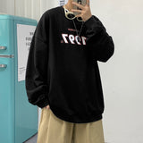 Korean Men's Oversized Sweatshirts Graphic Printed Man  Casual Hoodies Winter Fleece Male Loose Pullovers Tops