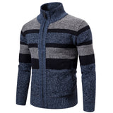 Foesce New Autumn Winter Cardigan Men Sweaters Jackets Coats Fashion Striped Knitted Cardigan Slim Fit Sweaters Coat Mens Clothing